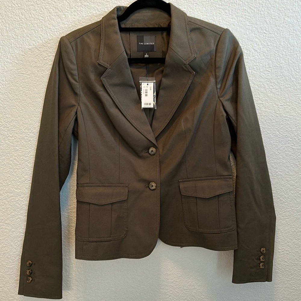 NWT. The Limited Olive Green blazer. Full sleeve. Sits at waist/hips.
